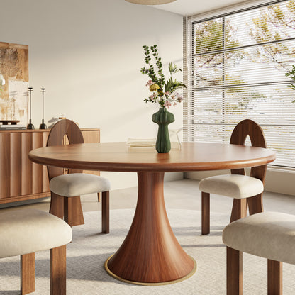 Ownkoti Mid-Century Modern Round Dining Table For 4-8 People