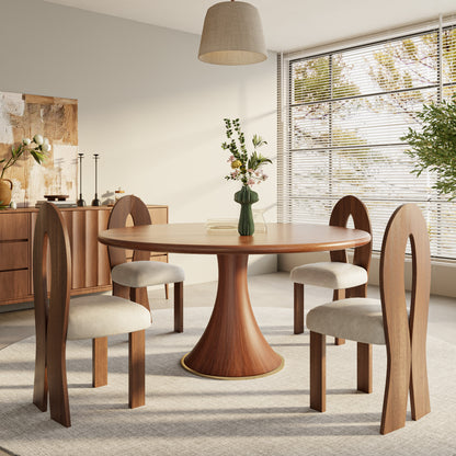 Ownkoti Mid-Century Modern Round Dining Table For 4-8 People