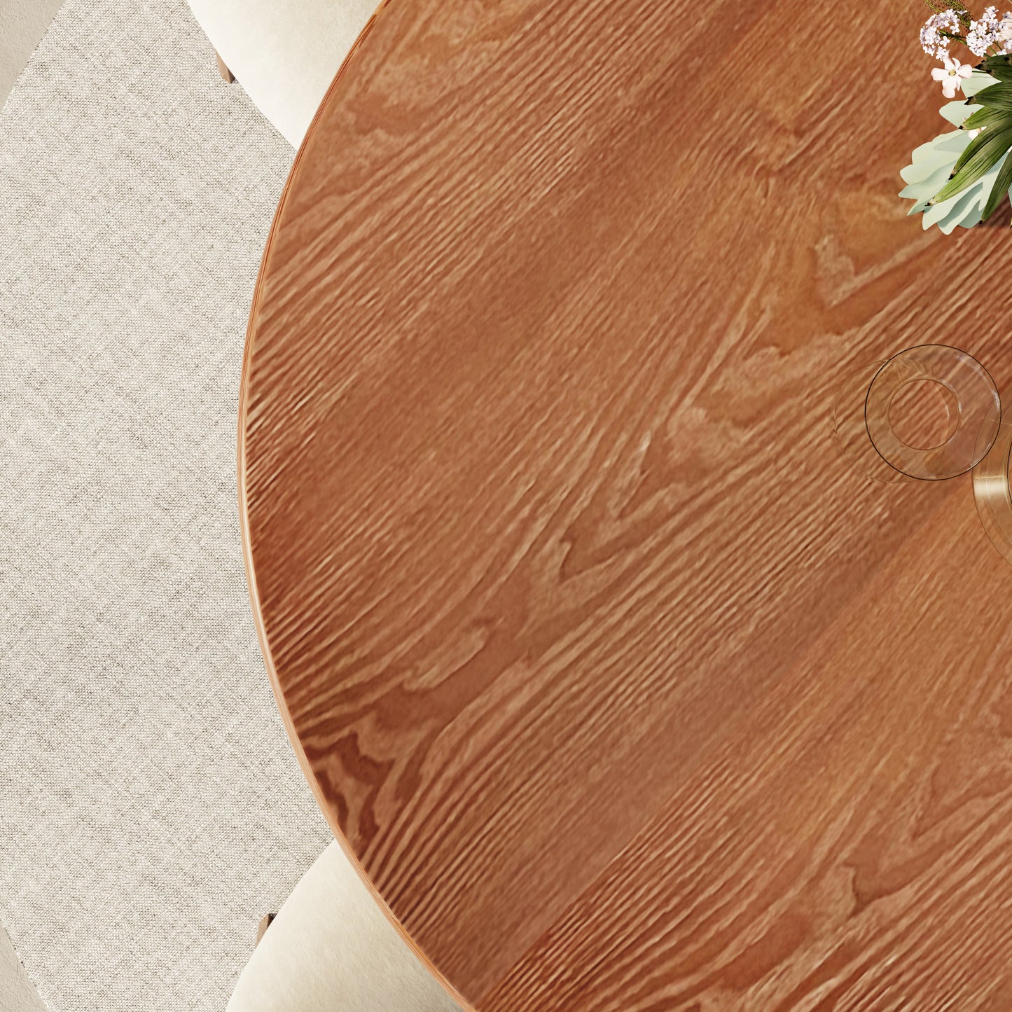 Ownkoti Mid-Century Modern Round Dining Table For 4-8 People