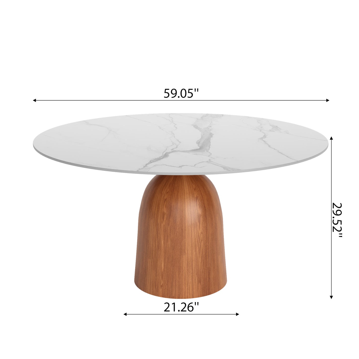 Ownkoti Round Kitchen Table Mid-Century Style For 4-8 People