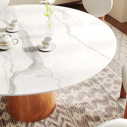 Ownkoti Round Kitchen Table Mid-Century Style For 4-8 People