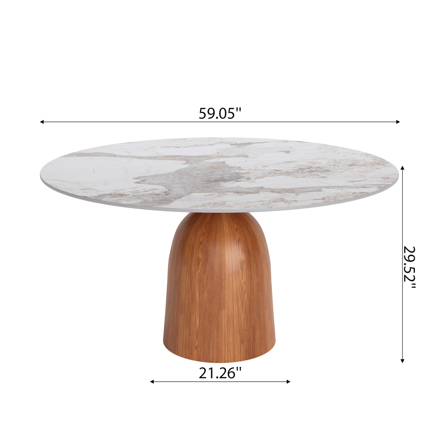 Ownkoti Round Kitchen Table Mid-Century Style For 4-8 People
