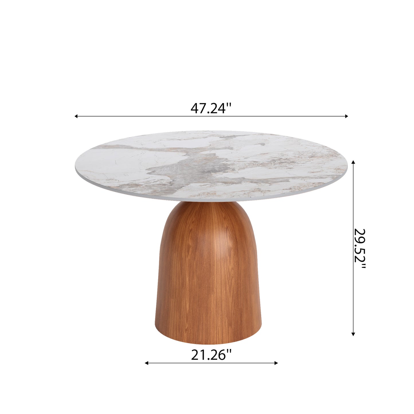 Ownkoti Round Kitchen Table Mid-Century Style For 4-8 People