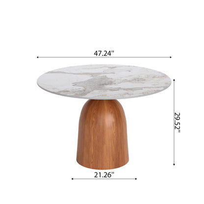 Ownkoti Round Kitchen Table Mid-Century Style For 4-8 People