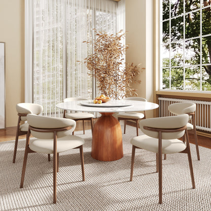 Ownkoti Round Kitchen Table Mid-Century Style For 4-8 People