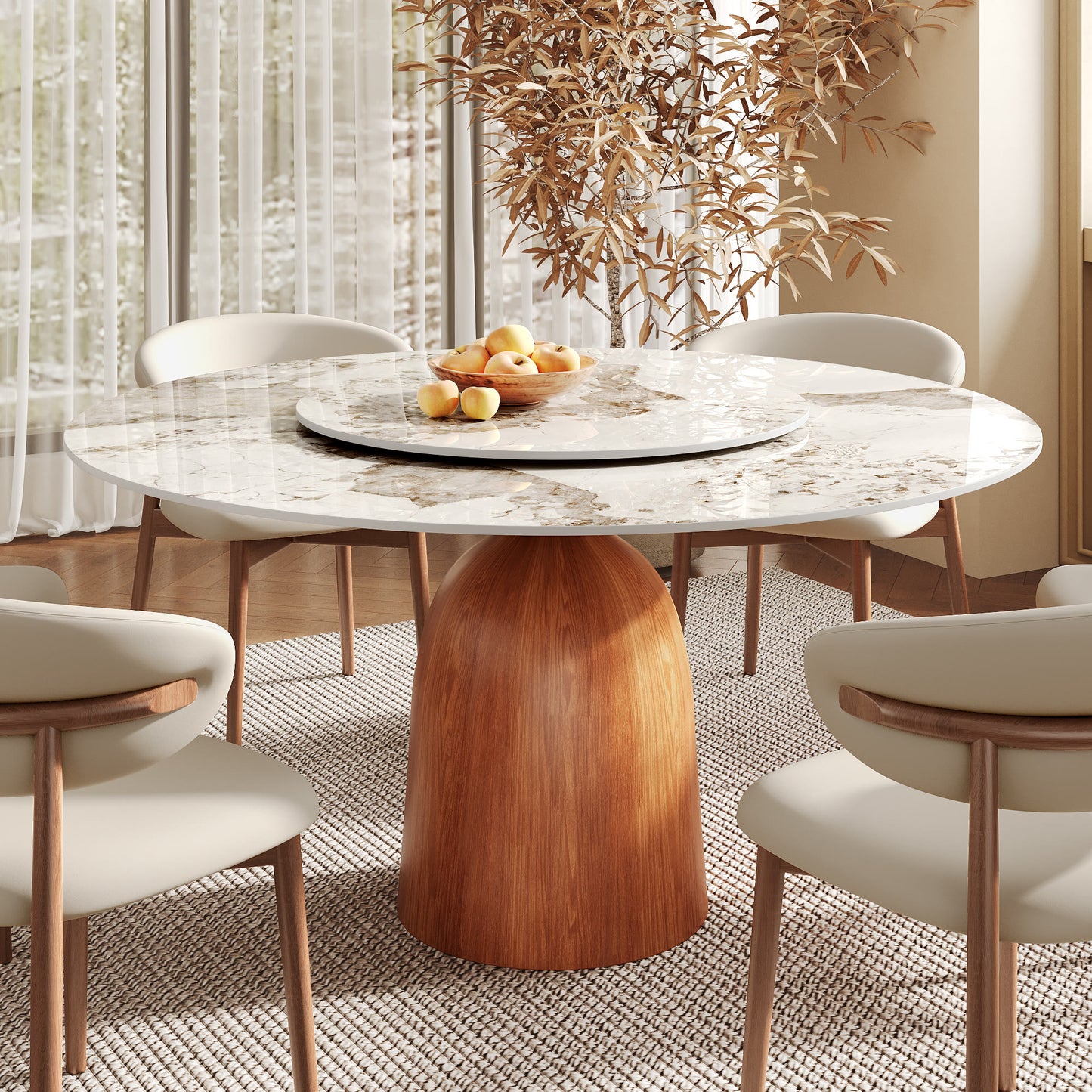 Ownkoti Round Kitchen Table Mid-Century Style For 4-8 People