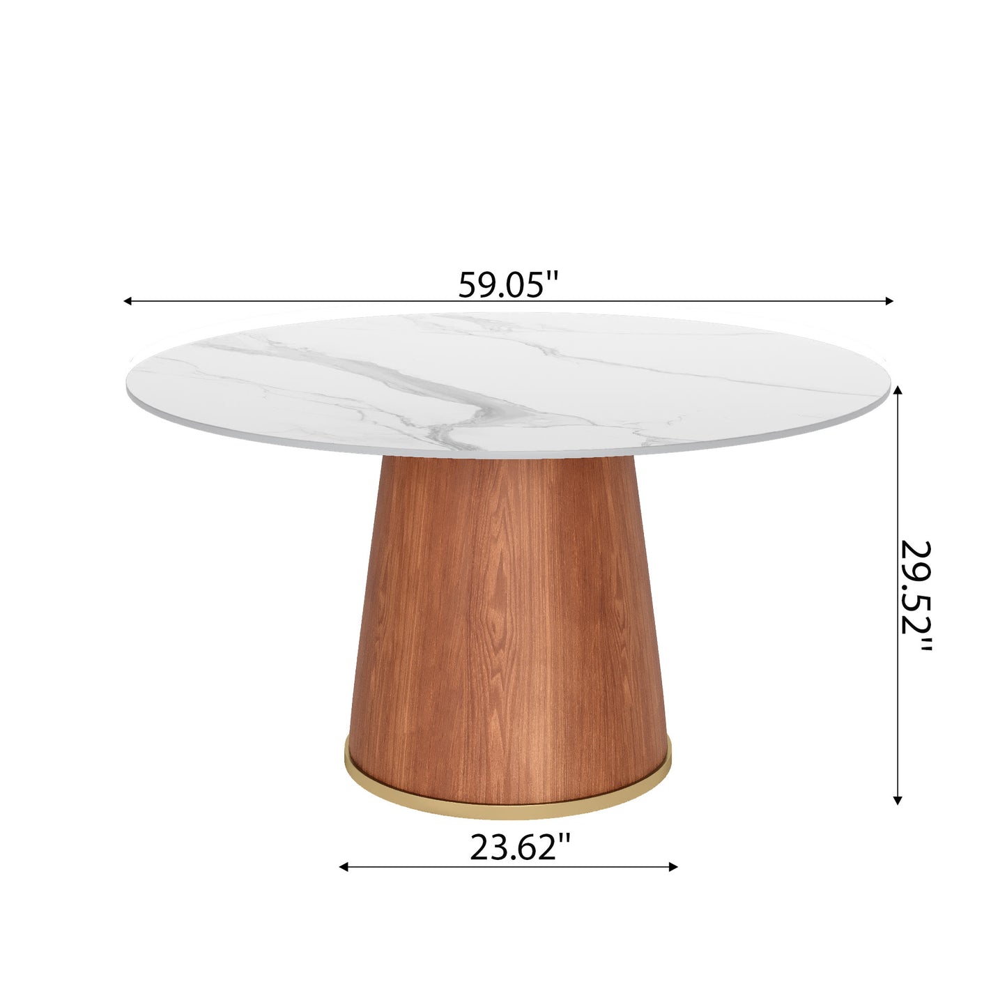 Ownkoti Round Dining Table With Solid Wood Bucket Base For 4-8 People