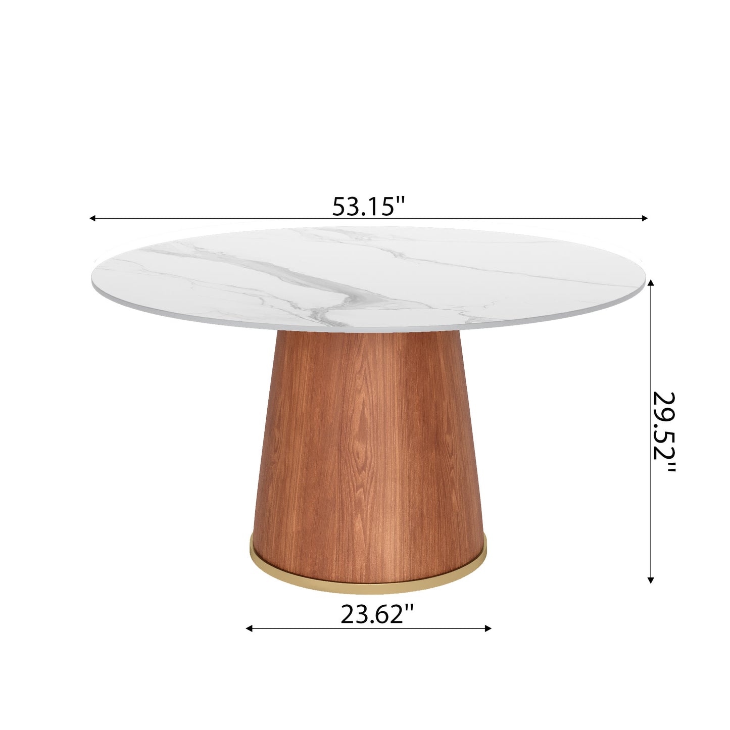 Ownkoti Round Dining Table With Solid Wood Bucket Base For 4-8 People