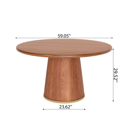 Ownkoti Round Dining Table With Solid Wood Bucket Base For 4-8 People