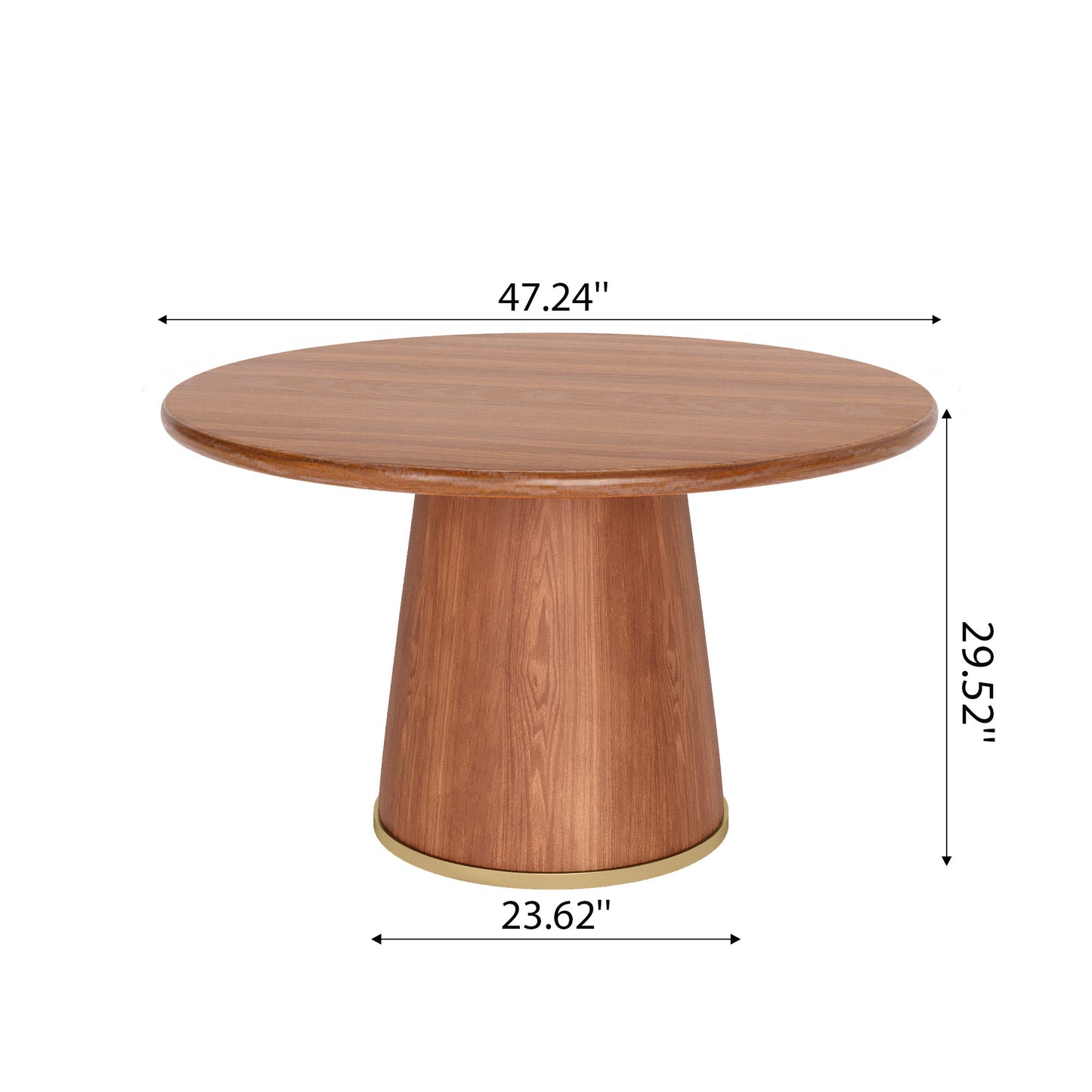 Ownkoti Round Dining Table With Solid Wood Bucket Base For 4-8 People