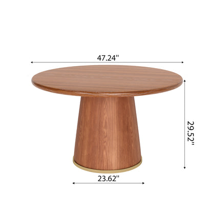 Ownkoti Round Dining Table With Solid Wood Bucket Base For 4-8 People