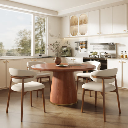 Ownkoti Round Dining Table With Solid Wood Bucket Base For 4-8 People