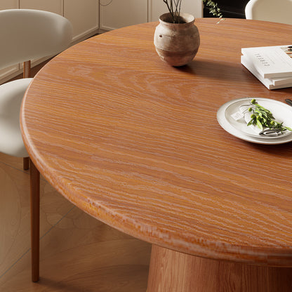 Ownkoti Round Dining Table With Solid Wood Bucket Base For 4-8 People