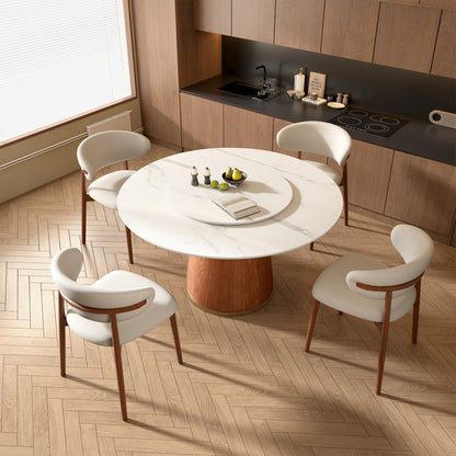 Ownkoti Round Dining Table With Solid Wood Bucket Base For 4-8 People