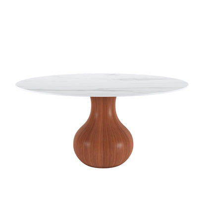 Ownkoti Farmhouse Round Dining Table With Vase-shaped Pedestal For 4-8 People
