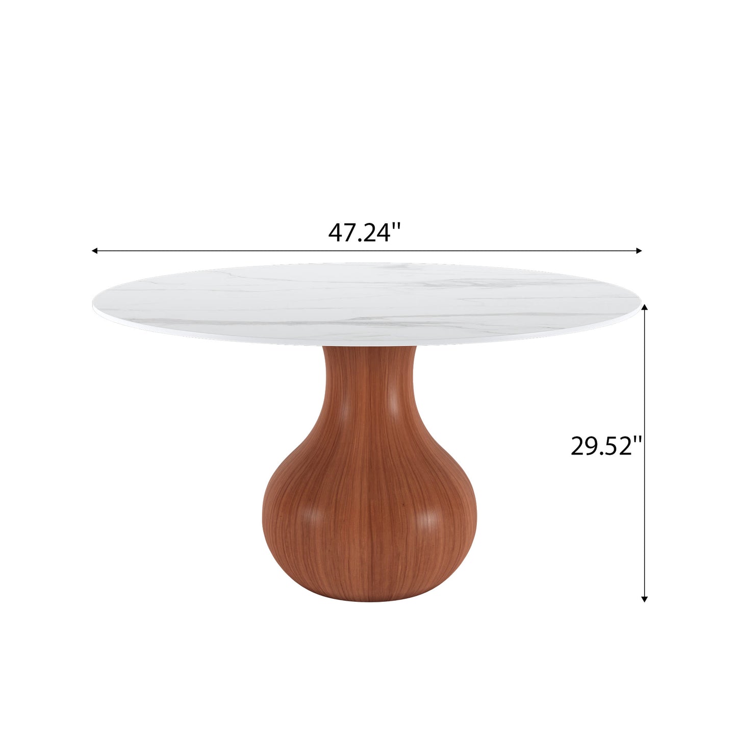 Ownkoti Farmhouse Round Dining Table With Vase-shaped Pedestal For 4-8 People