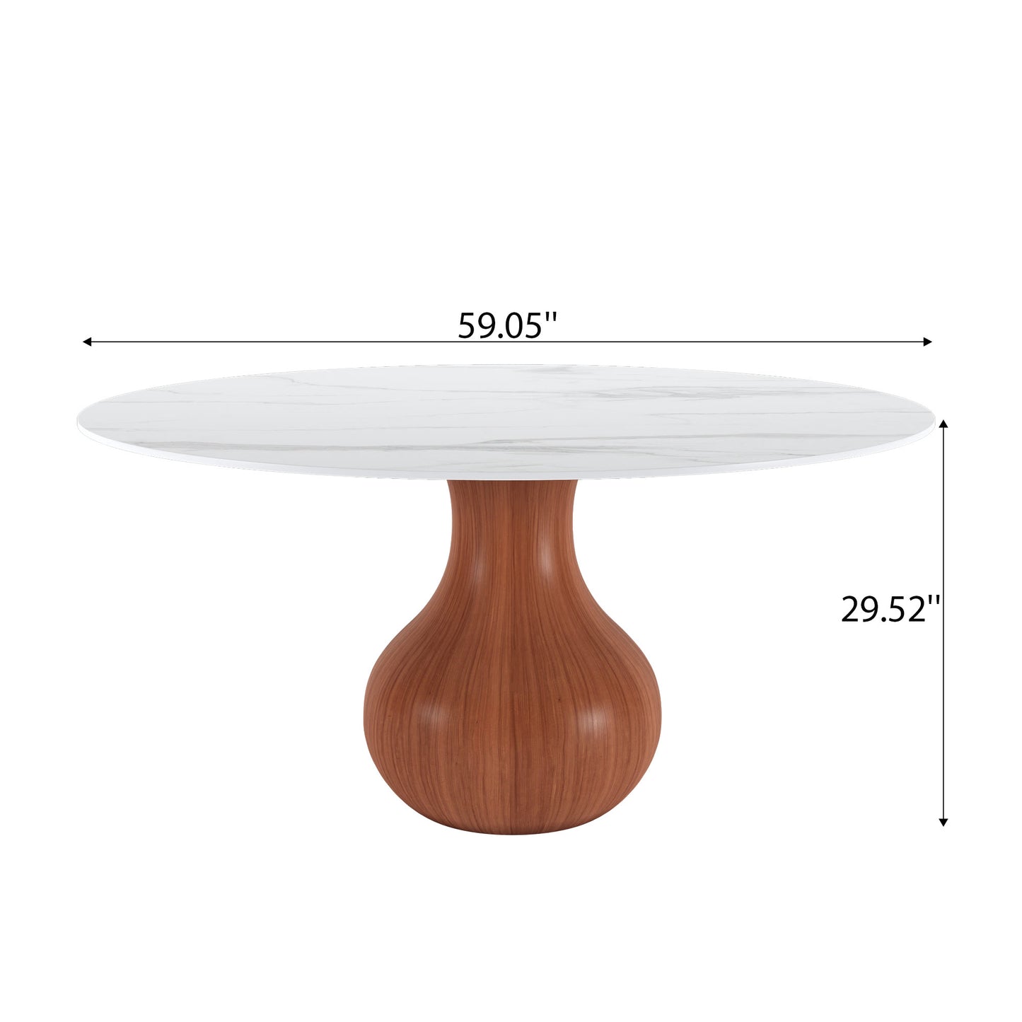 Ownkoti Farmhouse Round Dining Table With Vase-shaped Pedestal For 4-8 People