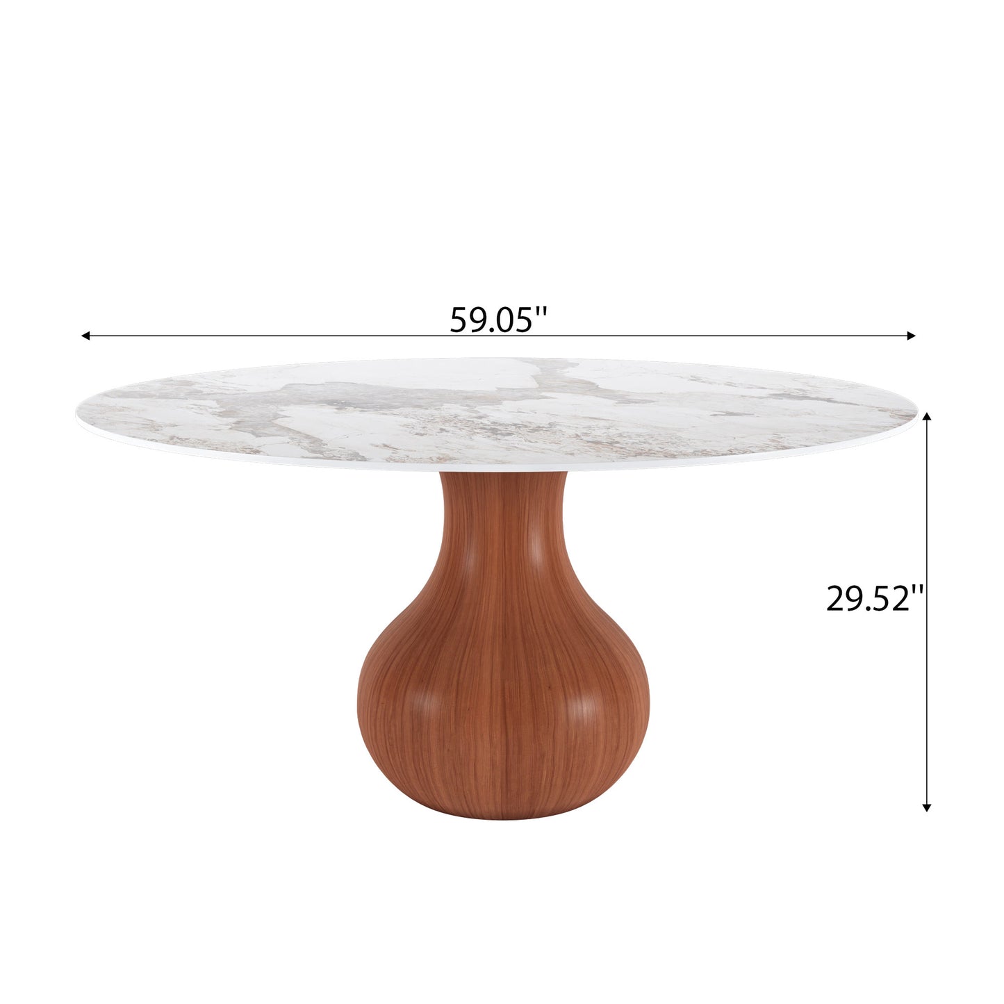 Ownkoti Farmhouse Round Dining Table With Vase-shaped Pedestal For 4-8 People