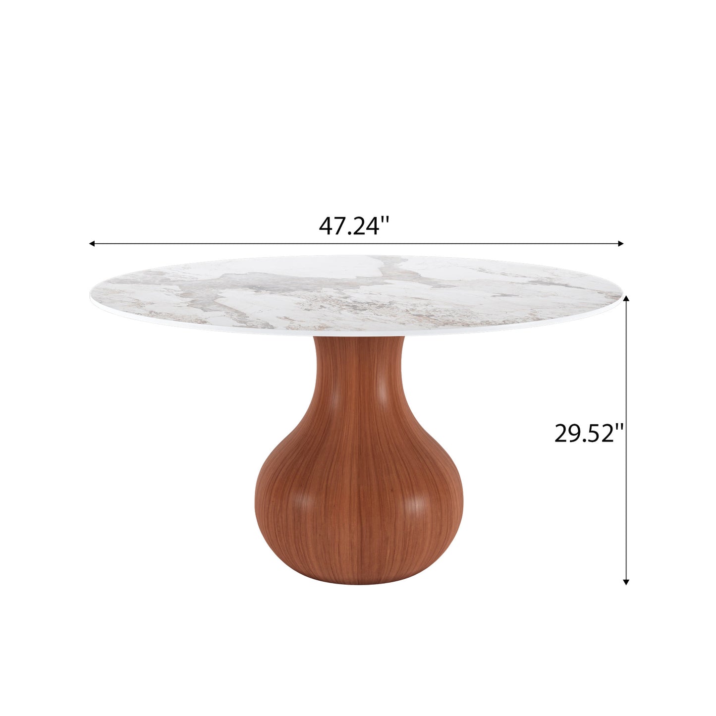 Ownkoti Farmhouse Round Dining Table With Vase-shaped Pedestal For 4-8 People
