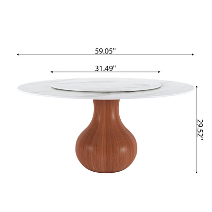 Ownkoti Farmhouse Round Dining Table With Vase-shaped Pedestal For 4-8 People