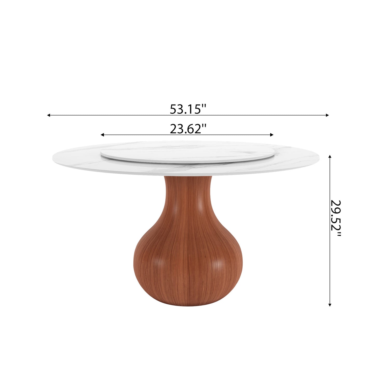 Ownkoti Farmhouse Round Dining Table With Vase-shaped Pedestal For 4-8 People