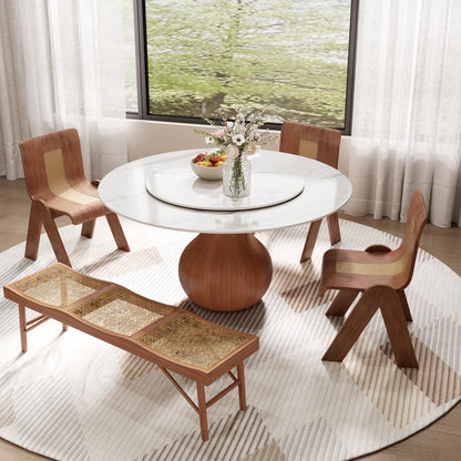 Ownkoti Farmhouse Round Dining Table With Vase-shaped Pedestal For 4-8 People