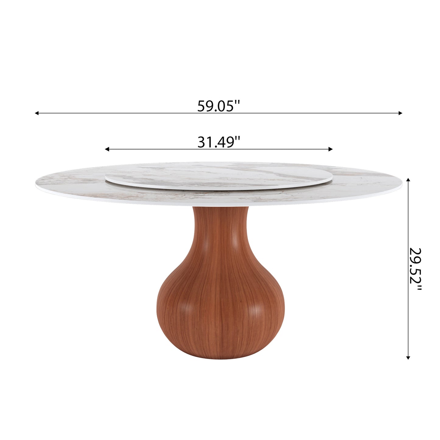 Ownkoti Farmhouse Round Dining Table With Vase-shaped Pedestal For 4-8 People