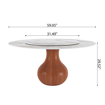 Ownkoti Farmhouse Round Dining Table With Vase-shaped Pedestal For 4-8 People