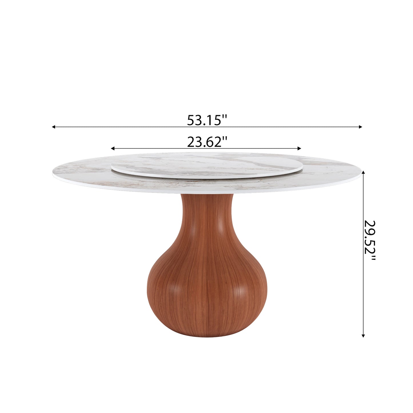 Ownkoti Farmhouse Round Dining Table With Vase-shaped Pedestal For 4-8 People