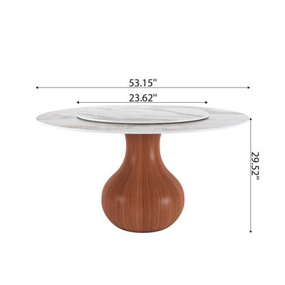 Ownkoti Farmhouse Round Dining Table With Vase-shaped Pedestal For 4-8 People