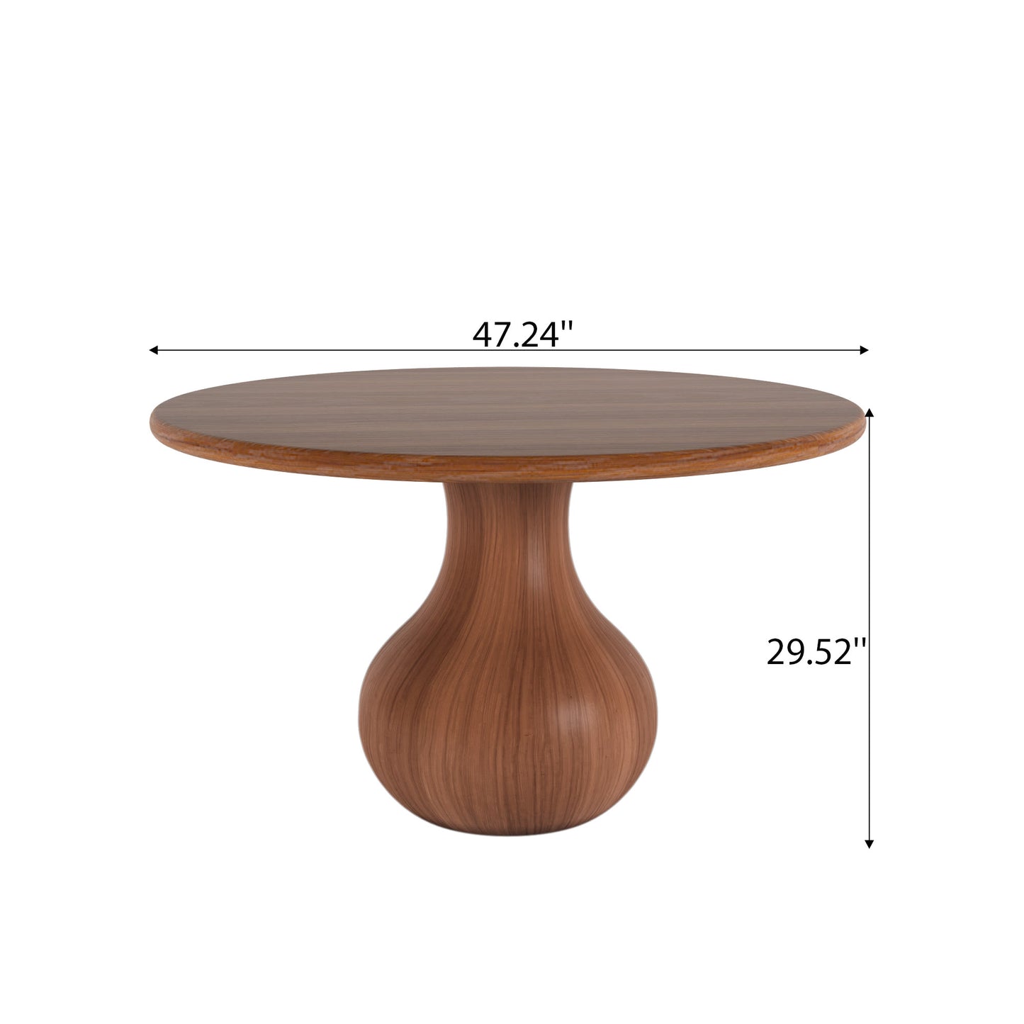 Ownkoti Farmhouse Round Dining Table With Vase-shaped Pedestal For 4-8 People