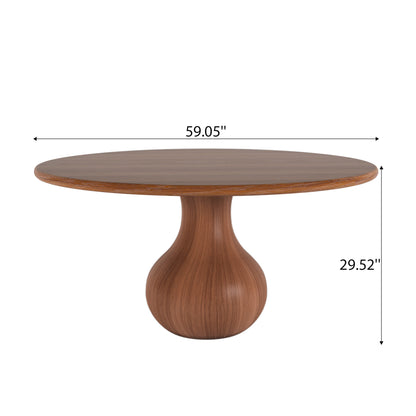 Ownkoti Farmhouse Round Dining Table With Vase-shaped Pedestal For 4-8 People