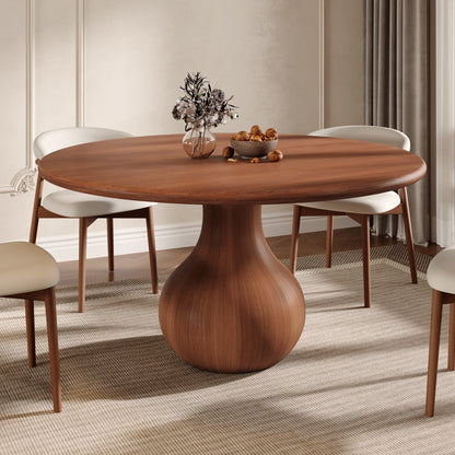 Ownkoti Farmhouse Round Dining Table With Vase-shaped Pedestal For 4-8 People
