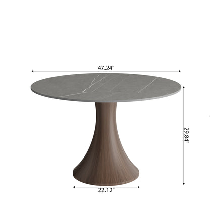 Ownkoti Luxury Gray Mid-Century Modern Round Dining Table For 4/6/8