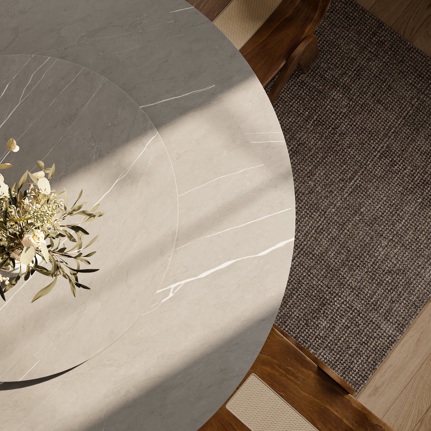 Ownkoti Luxury Gray Mid-Century Modern Round Dining Table For 4/6/8 - image 6