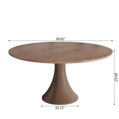 Ownkoti Luxury Gray Mid-Century Modern Round Dining Table For 4/6/8