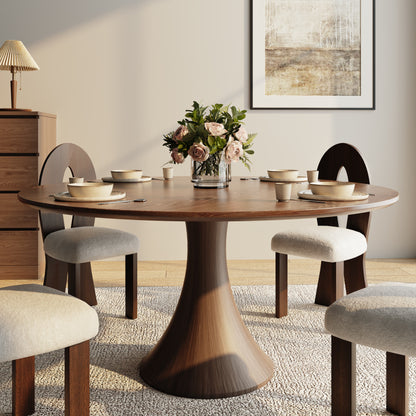 Ownkoti Luxury Gray Mid-Century Modern Round Dining Table For 4/6/8