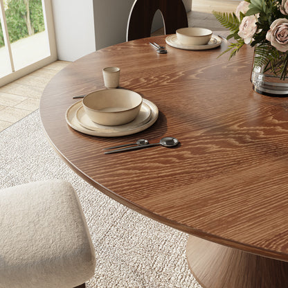 Ownkoti Luxury Gray Mid-Century Modern Round Dining Table For 4/6/8