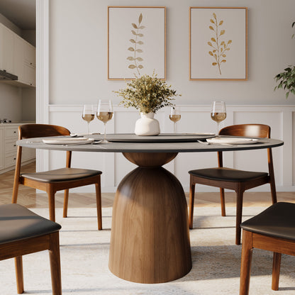 Ownkoti Light Gray Round Dining Table For 4/6/8 Mid Century Modern Dining Tables