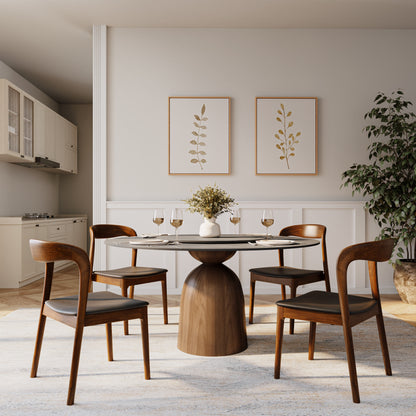 Ownkoti Light Gray Round Dining Table For 4/6/8 Mid Century Modern Dining Tables