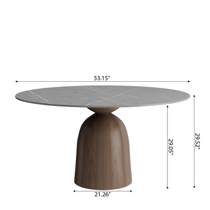 Ownkoti Light Gray Round Dining Table For 4/6/8 Mid Century Modern Dining Tables - image 15