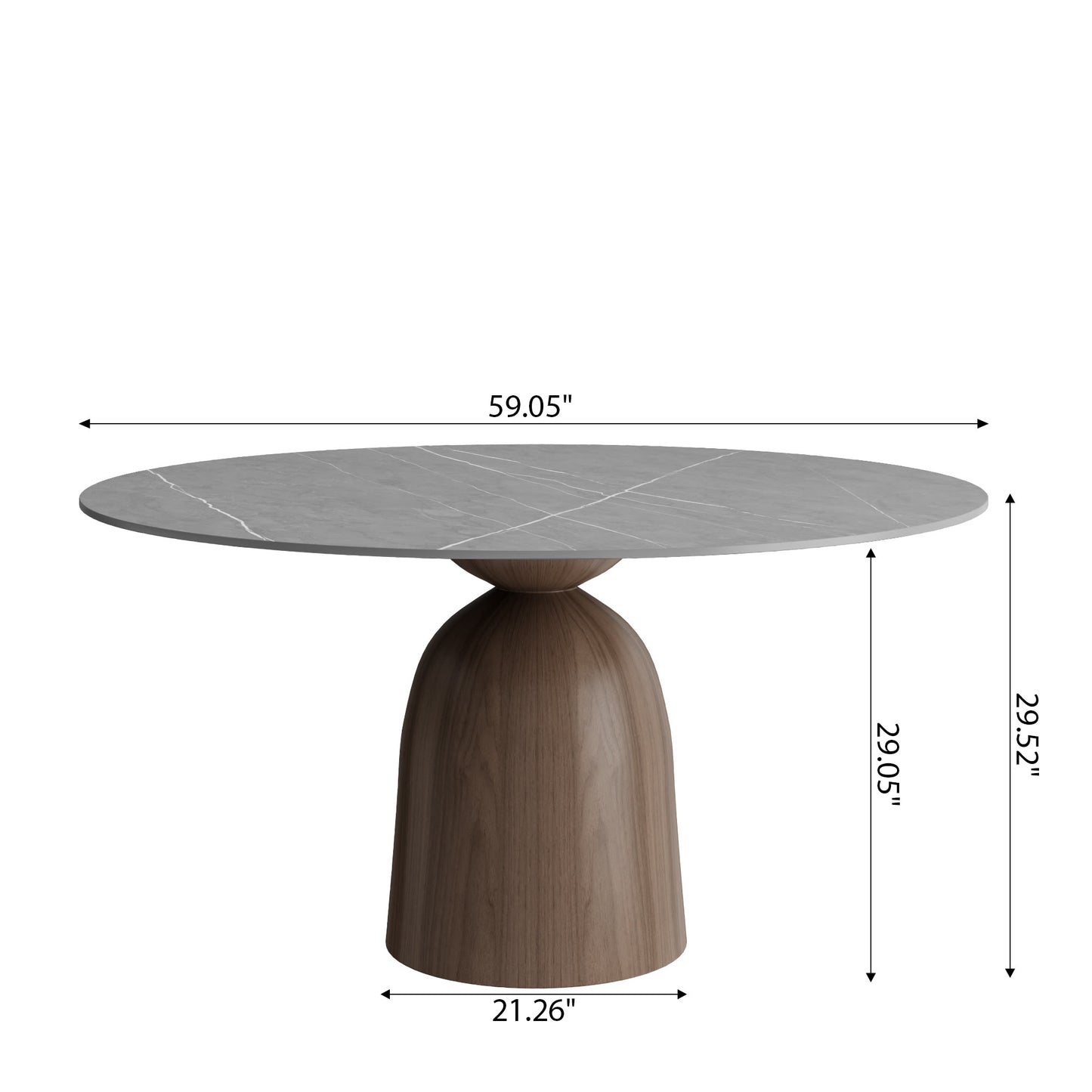 Ownkoti Light Gray Round Dining Table For 4/6/8 Mid Century Modern Dining Tables