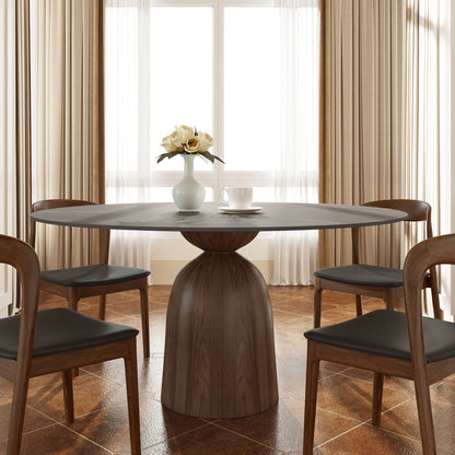 Ownkoti Light Gray Round Dining Table For 4/6/8 Mid Century Modern Dining Tables