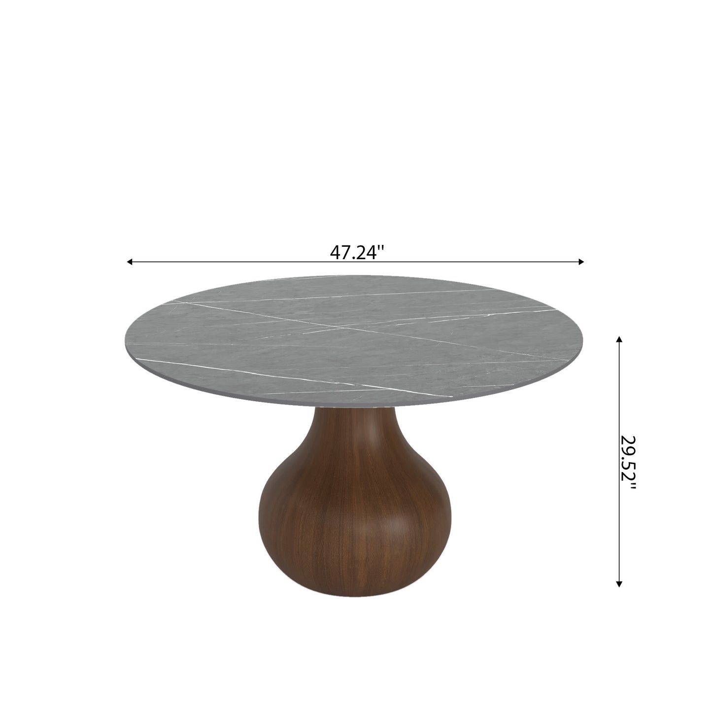 Ownkoti Luxury Gray Mid-Century Space-Saving Round Kitchen Table For 4/6/8
