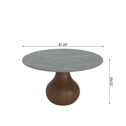 Ownkoti Luxury Gray Mid-Century Space-Saving Round Kitchen Table For 4/6/8