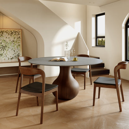 Ownkoti Luxury Gray Mid-Century Space-Saving Round Kitchen Table For 4/6/8