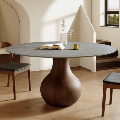 Ownkoti Luxury Gray Mid-Century Space-Saving Round Kitchen Table For 4/6/8