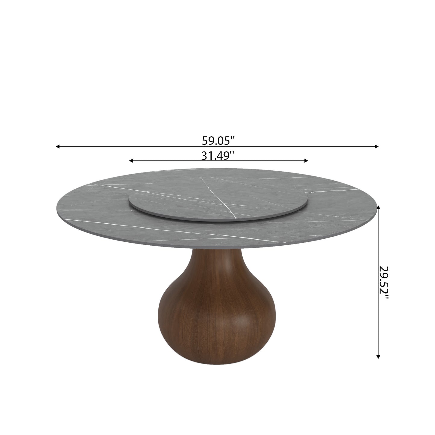 Ownkoti Luxury Gray Mid-Century Space-Saving Round Kitchen Table For 4/6/8