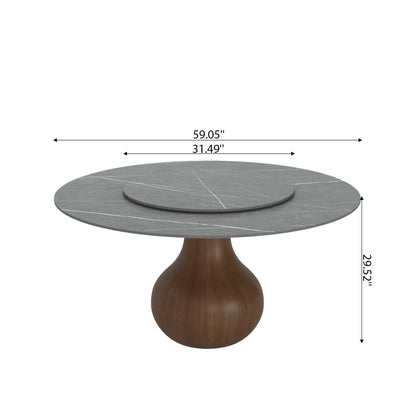 Ownkoti Luxury Gray Mid-Century Space-Saving Round Kitchen Table For 4/6/8