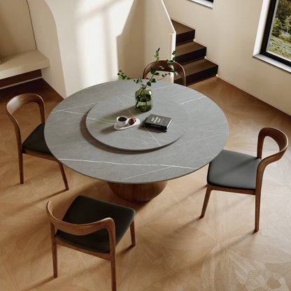 Ownkoti Luxury Gray Mid-Century Space-Saving Round Kitchen Table For 4/6/8